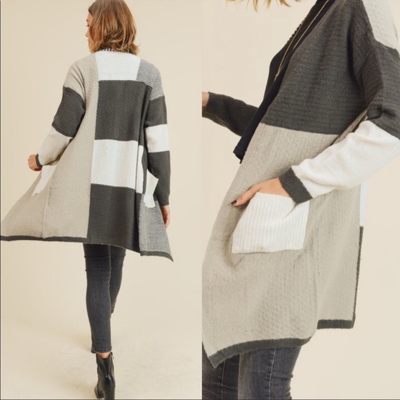 Long Color Block Cardigan - Picture 4 of 5